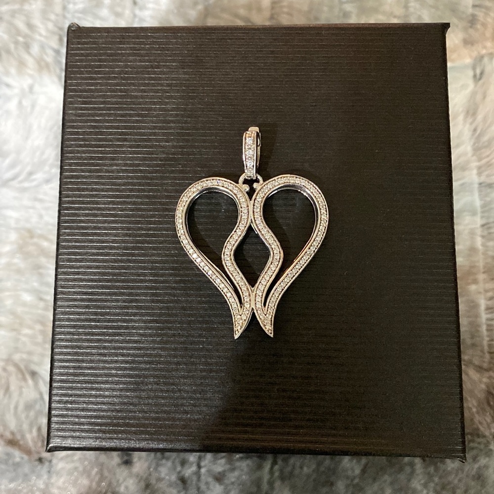 Sterling Silver Angel Wings Heart Pendant